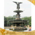 outdoor big tiered stone water fountain with angel statue